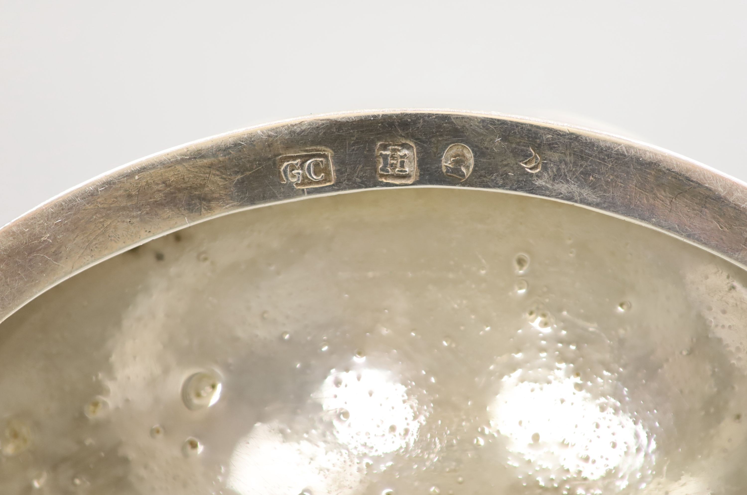 A late 18th century Scottish silver oval mustard pot, George Christie, Edinburgh, circa 1798, length 11.5cm.